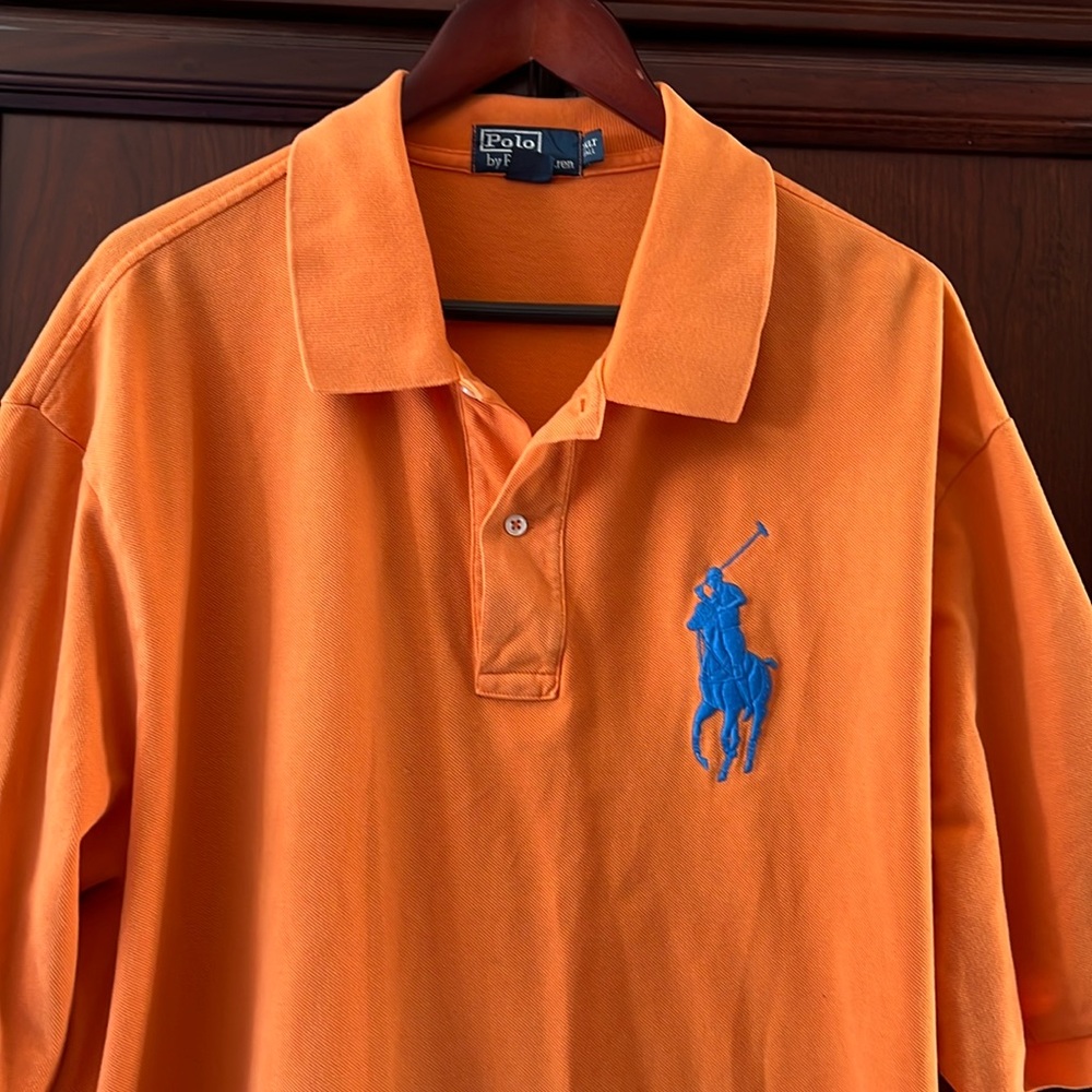 Polo Ralph Lauren Orange/Royal Blue Polo Rider & 🐎 logo size 2XLT tall Edition!